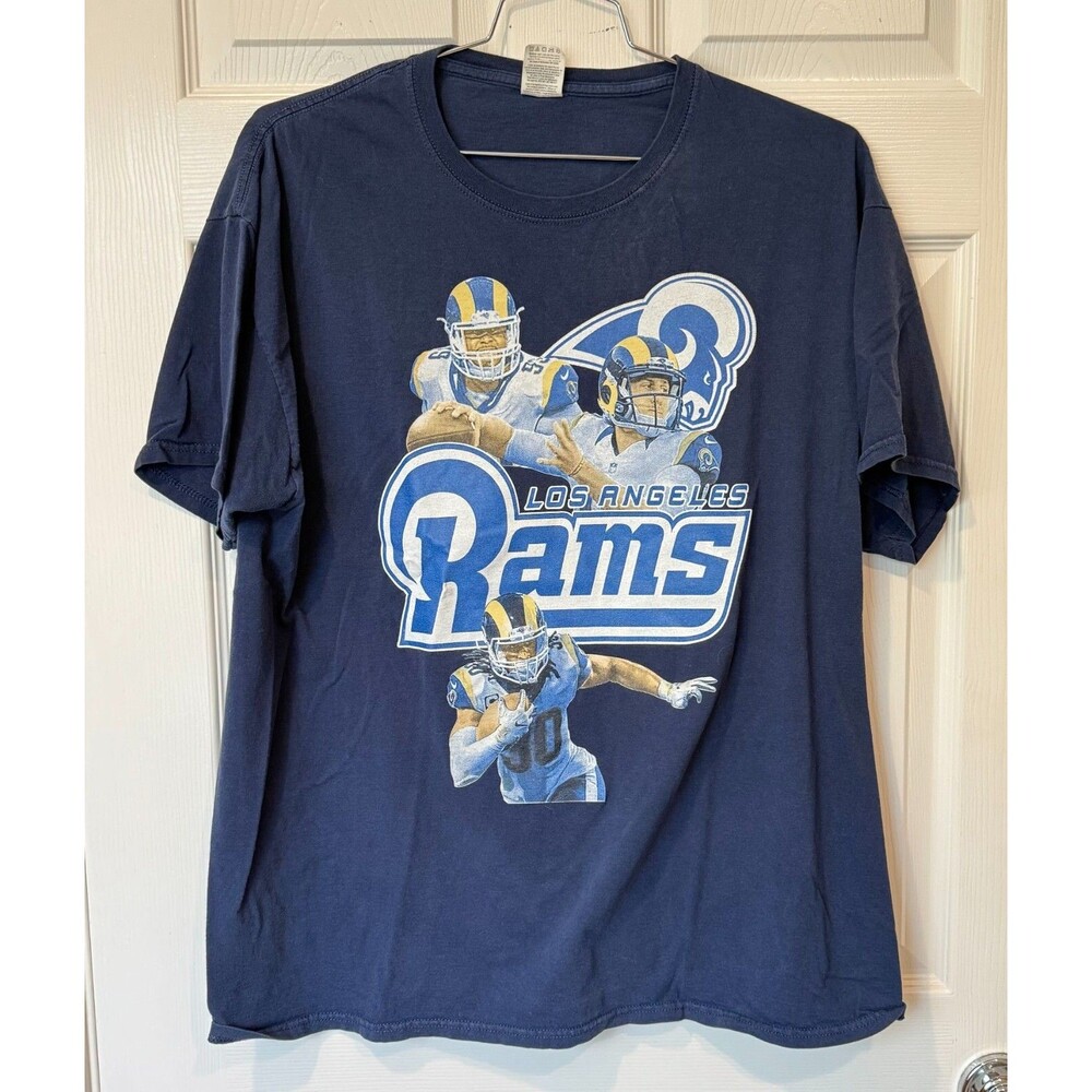 Los Angeles Rams Short Sleeve Shirt Mens XL Navy Blue 100% Cotton - NFL